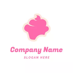Delicious Logo Sweet Pink Cake Icon logo design