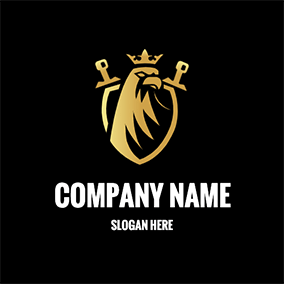 アート＆エンターテイメントロゴ Sword Shield Eagle Royal logo design