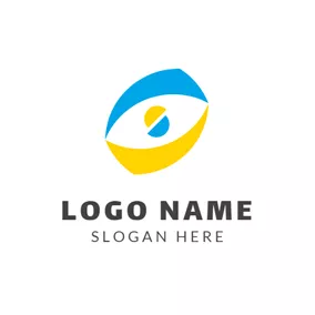 Logótipo De Colaboração Symmetrical Blue and Yellow Shape logo design