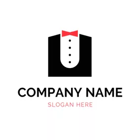 Clothes Logo Tailored Suit and Red Bowtie logo design