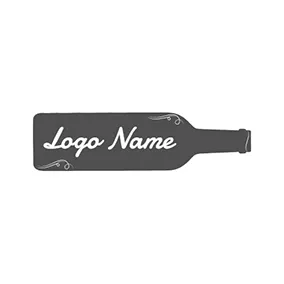 Wein Logo Thwartwise Black Winebottle logo design
