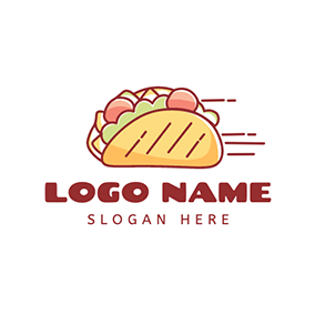 Drawing Logo Tortilla Stuffing Delicious Taco logo design