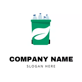 Environment Logo Trash Can With Bottles logo design