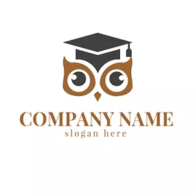College Logo Trencher Cap and Owl Eye logo design