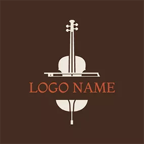 弓のロゴ Vintage Banner Cello Design logo design