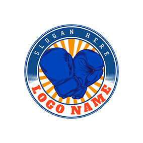 Logotipo De Boxeo Vintage Circle Boxing Gloves Boxer logo design