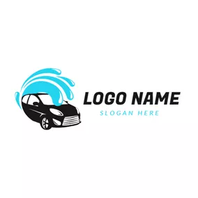 クリーナーのロゴ Water Spray and Black Car logo design