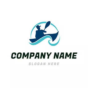 Logo De L'eau Water Wave and Kayak Sportsman logo design