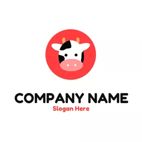 Ellipse Logo White and Black Dairy Cow Head logo design