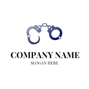 Connection Logo White and Blue Handcuff logo design