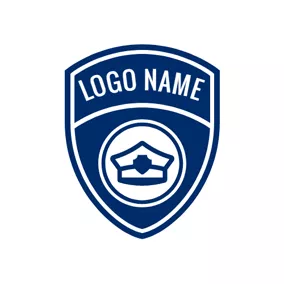 Logo De La Police White and Blue Police Badge logo design