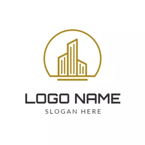 Building Logo White and Golden House logo design