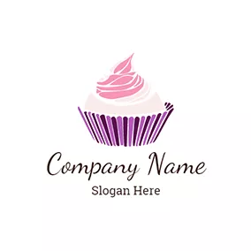 Food Logo White and Pink Cupcake logo design