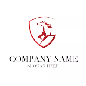 馬のロゴ White and Red Horse Badge logo design