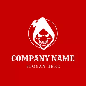 Logotipo Peligroso White and Red Skull Icon logo design