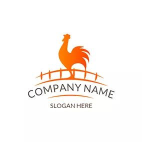 Animation Logo White and Yellow Rooster Chicken logo design