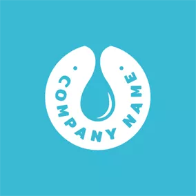 Logo De L'eau White Badge and Water Drop logo design