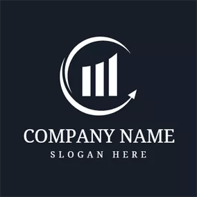Logotipo De Marketing White Bar Graph and Stock logo design
