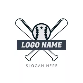Logo Du Baseball White Bat and Baseball logo design