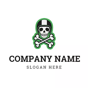 Gefährlich Logo White Bone and Black Skull logo design