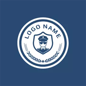 Logo De La Police White Circle and Blue Police logo design