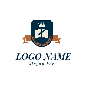 弁護士のロゴ White Crown and Book logo design