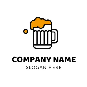 Bier Logo White Cup and Yellow Beer logo design
