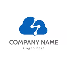 云Logo White Data and Blue Cloud logo design