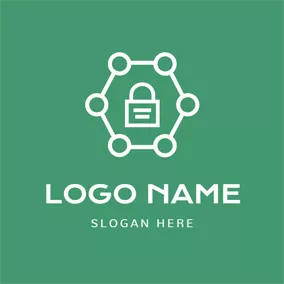 Rectangle Logo White Data and Lock logo design