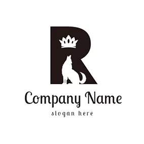 Expensive Logo White Dog and Black Letter R logo design