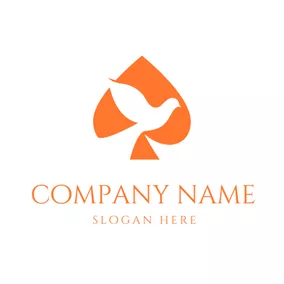 Entertainment Logo White Dove and Orange Poker Ace logo design