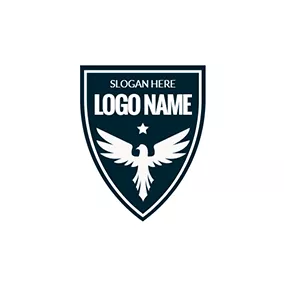 Logo De La Police White Eagle and Black Police Shield logo design