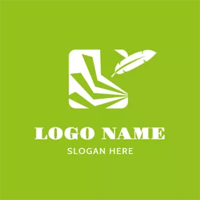 College Logo White Feather and Book logo design