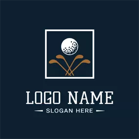Logo Du Golf White Frame and Golf Ball logo design