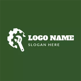 齒輪Logo White Gear and Spanner logo design