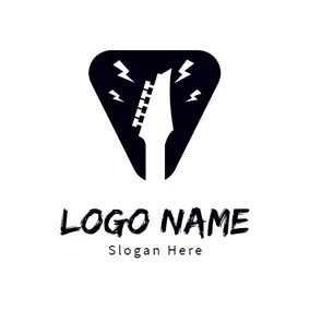 Black Logo White Guitar and Strong Rhythm logo design