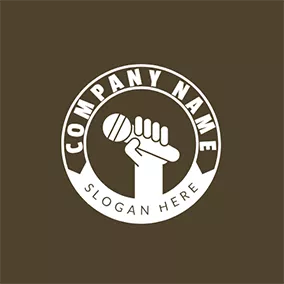 Logo Rap White Hand and Microphone Icon logo design