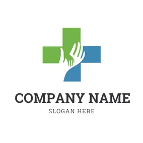 Logotipo De Organización Benéfica White Hand and Simple Cross logo design
