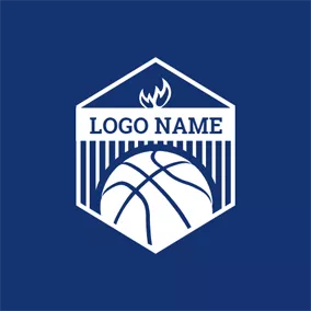 Logo Du Basket-ball White Hexagon and Basketball logo design