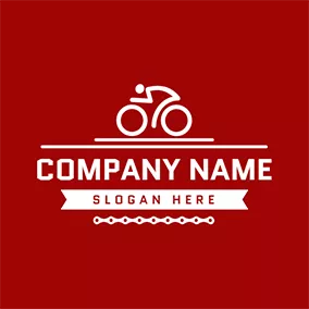 サイクリング　ロゴ White Line and Bike logo design