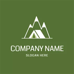 Rectangle Logo White Mountain and Tent logo design