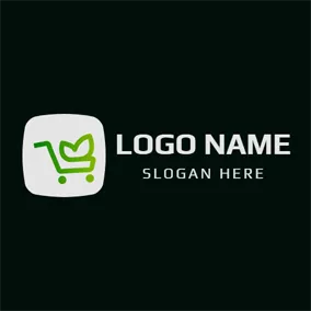Logotipo De Carrito White Square and Green Shopping Cart logo design