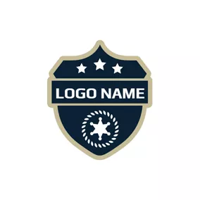 Logo De La Police White Star and Blue Police Shield logo design