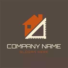 Logotipo De Diseño De Interiores White Triangle and Orange House logo design