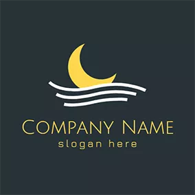 Nature Logo White Wave and Yellow Moon logo design
