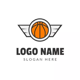 Logo Du Basket-ball White Wing and Orange Basketball logo design