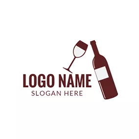 Drink Logo Wine Glass and Brown Winebottle logo design