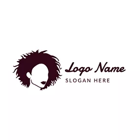 ヘアロゴ Woman Afro Haircut logo design