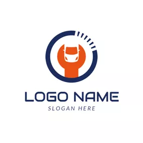 Automotive Logo Wrench and Steering Wheel logo design