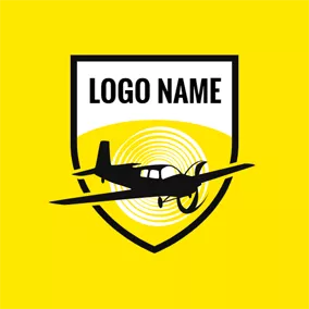 飛行機ロゴ Yellow and Black Airplane logo design